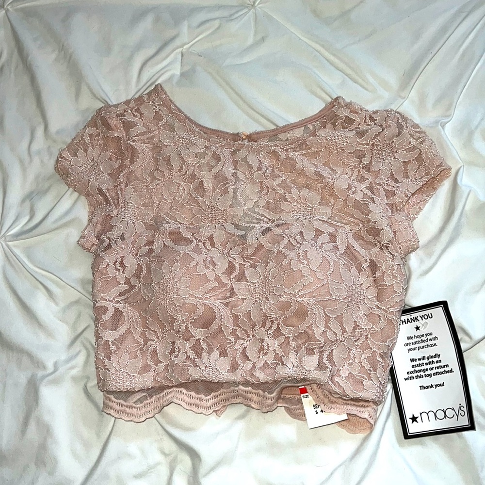 Macy’s Nude Blush Pink Lace Crop Top